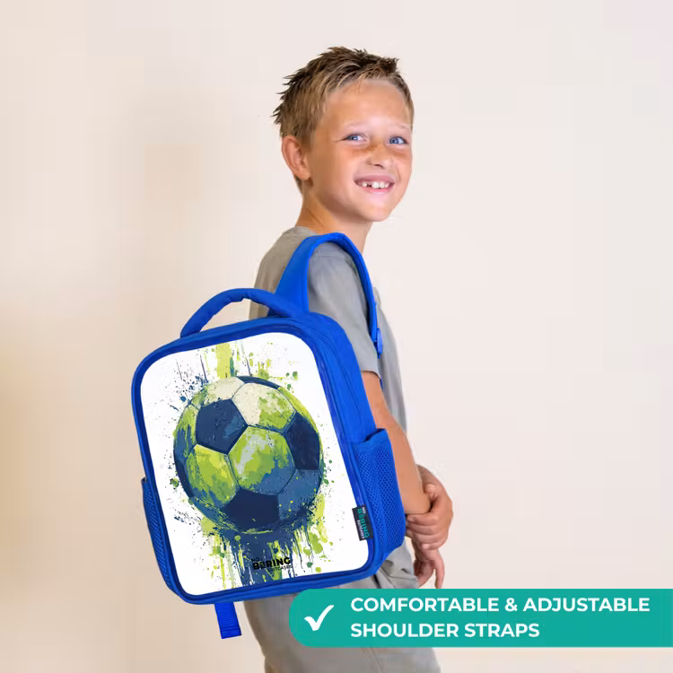 Kids backpack - Blue - Soccer - Paint - Green - Blue — 4