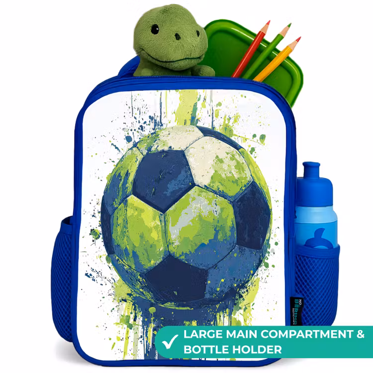 Kids backpack - Blue - Soccer - Paint - Green - Blue — 5