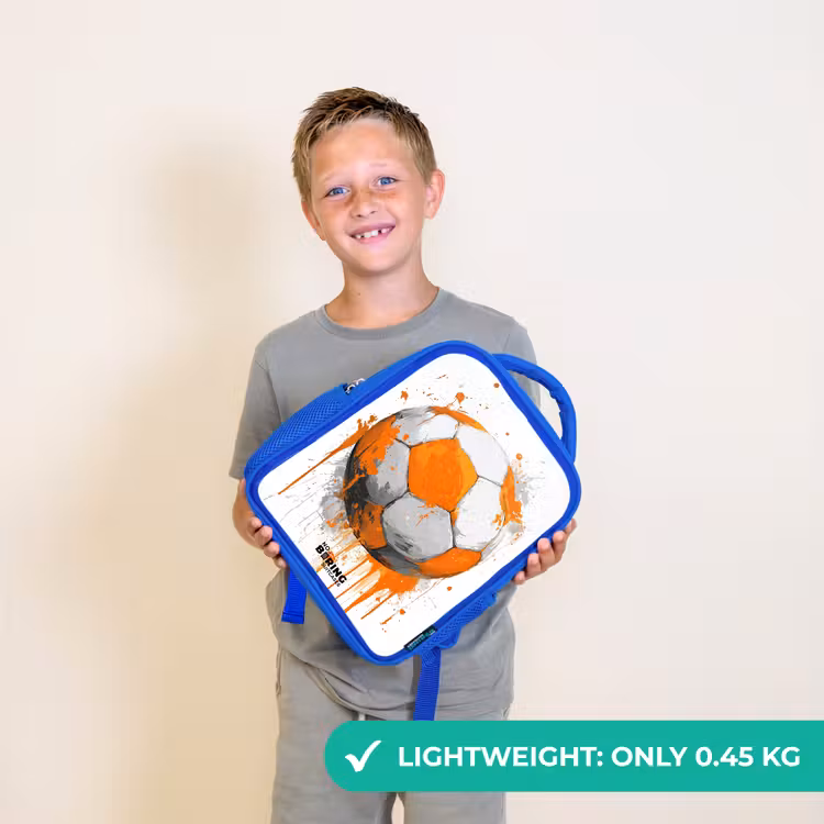 Kids backpack - Blue - Soccer - Paint - Orange — 3