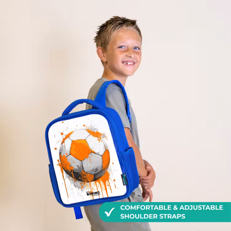 Kids backpack - Blue - Soccer - Paint - Orange — 4
