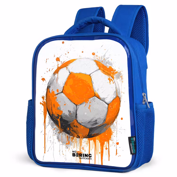Kids backpack - Blue - Soccer - Paint - Orange — 7