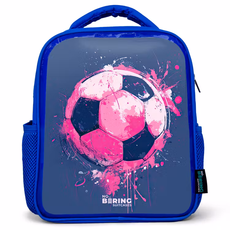 Kids backpack - Blue - Soccer - Paint - Pink - Blue — 1