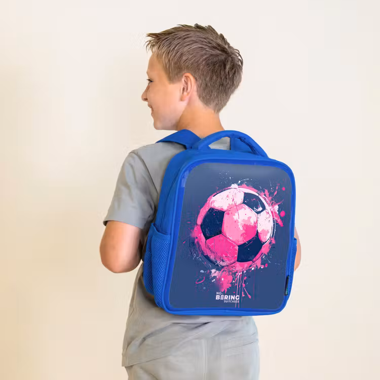 Kids backpack - Blue - Soccer - Paint - Pink - Blue — 2