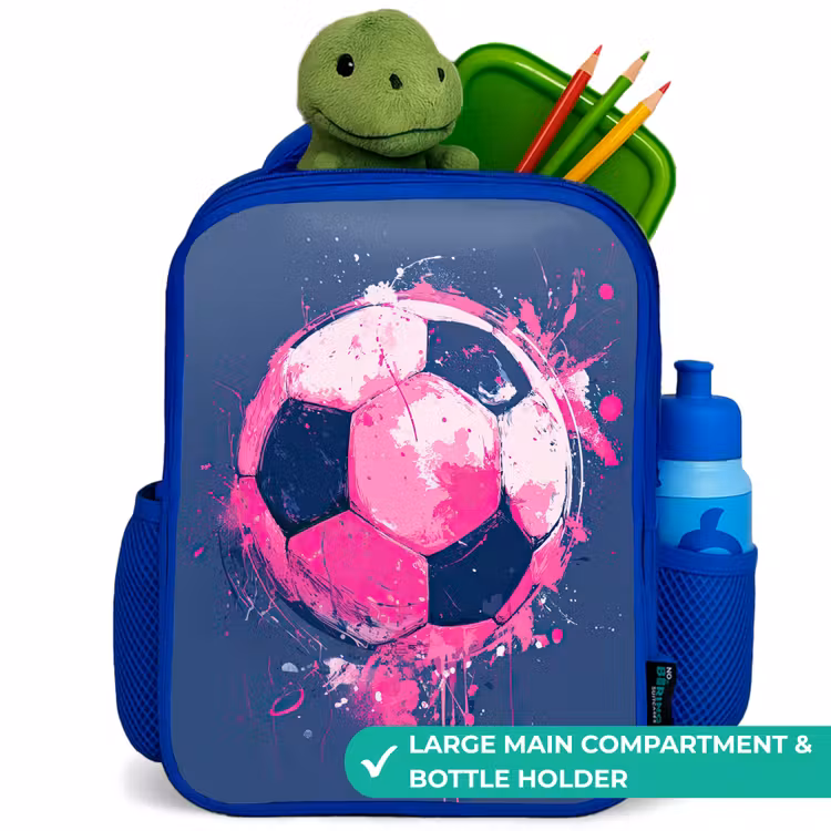 Kids backpack - Blue - Soccer - Paint - Pink - Blue — 5