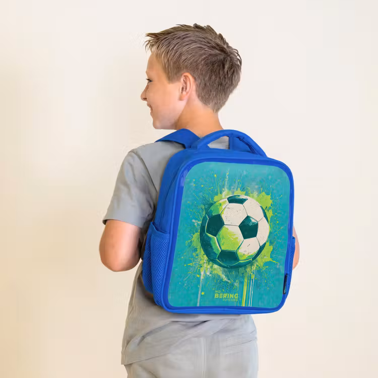 Kids backpack - Blue - Soccer - Paint Splashes - Green - Blue — 2