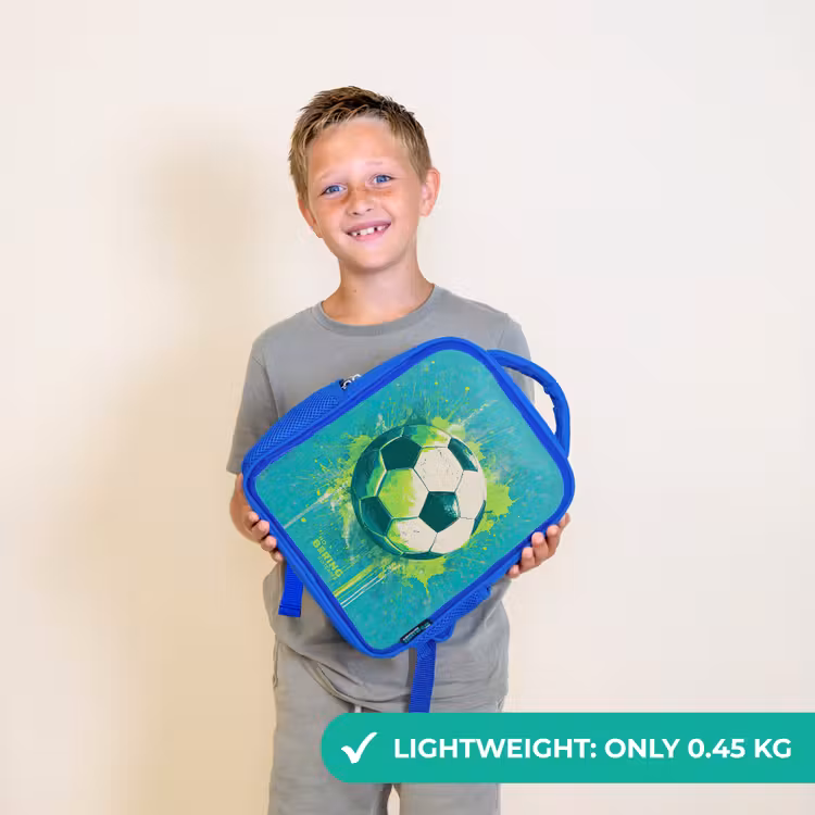 Kids backpack - Blue - Soccer - Paint Splashes - Green - Blue — 3