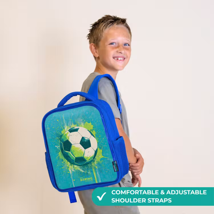 Kids backpack - Blue - Soccer - Paint Splashes - Green - Blue — 4