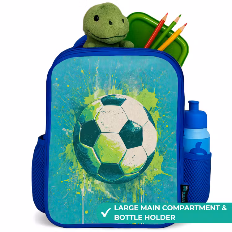 Kids backpack - Blue - Soccer - Paint Splashes - Green - Blue — 5