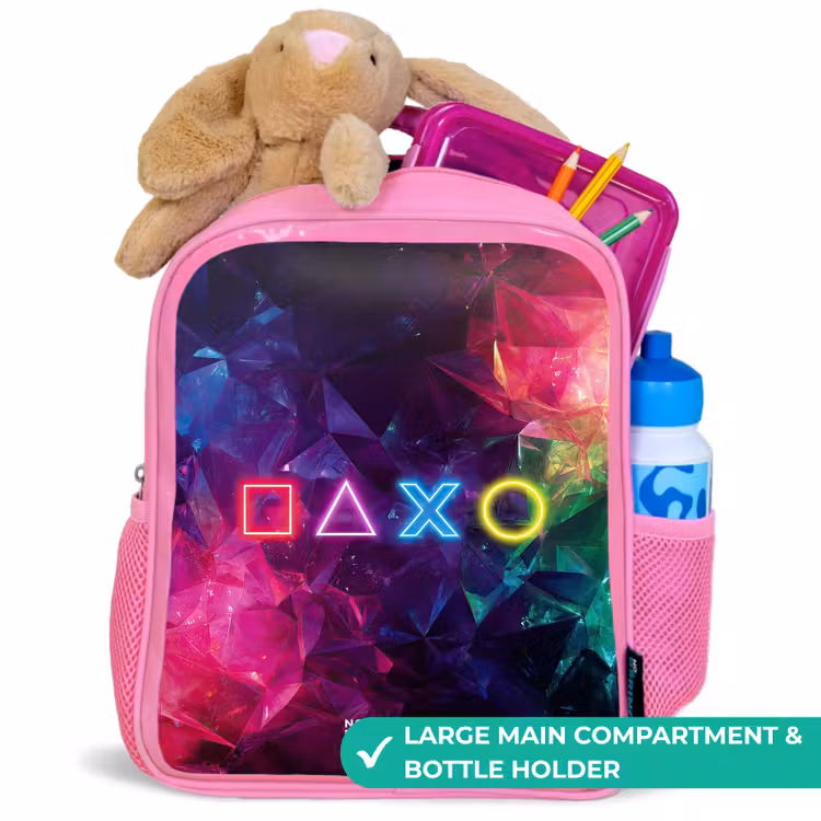 Kids backpack - Pink - Controller - Symbols - Neon — 2