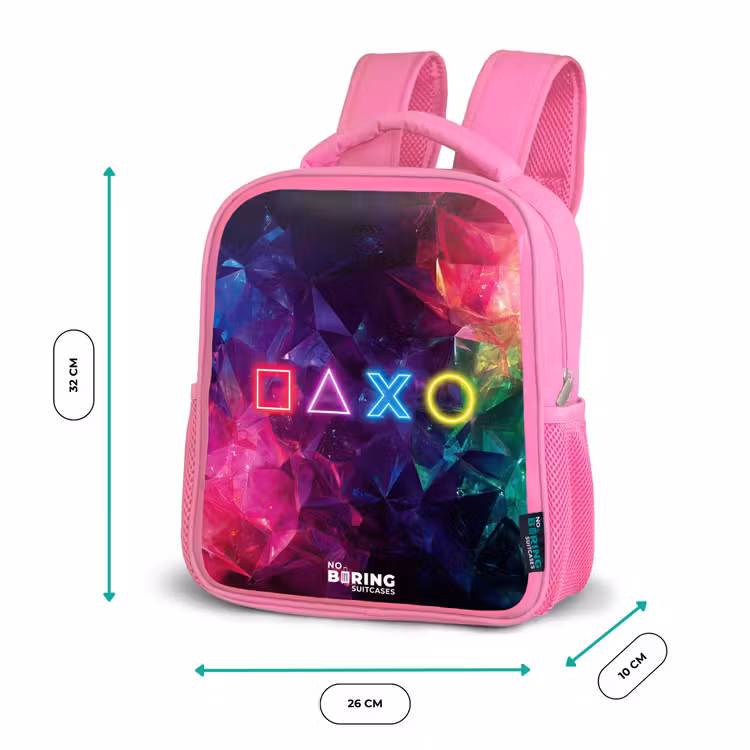 Kids backpack - Pink - Controller - Symbols - Neon — 3