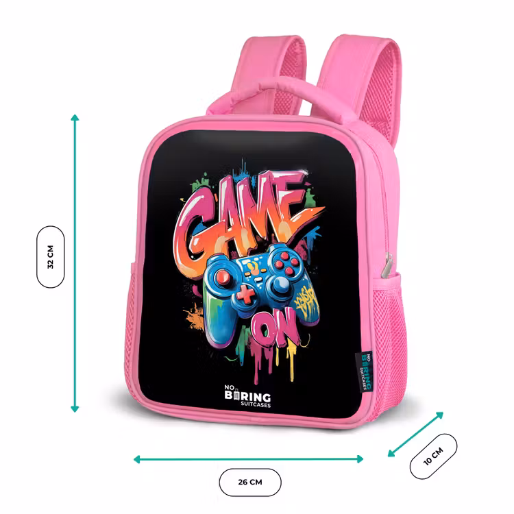 Kids backpack - Pink - Game - Controller - Graffiti - Neon — 3