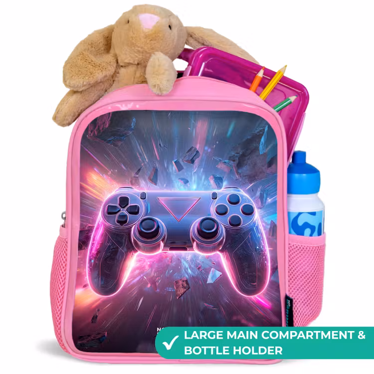 Kids backpack - Pink - Game - Controller - Neon — 2