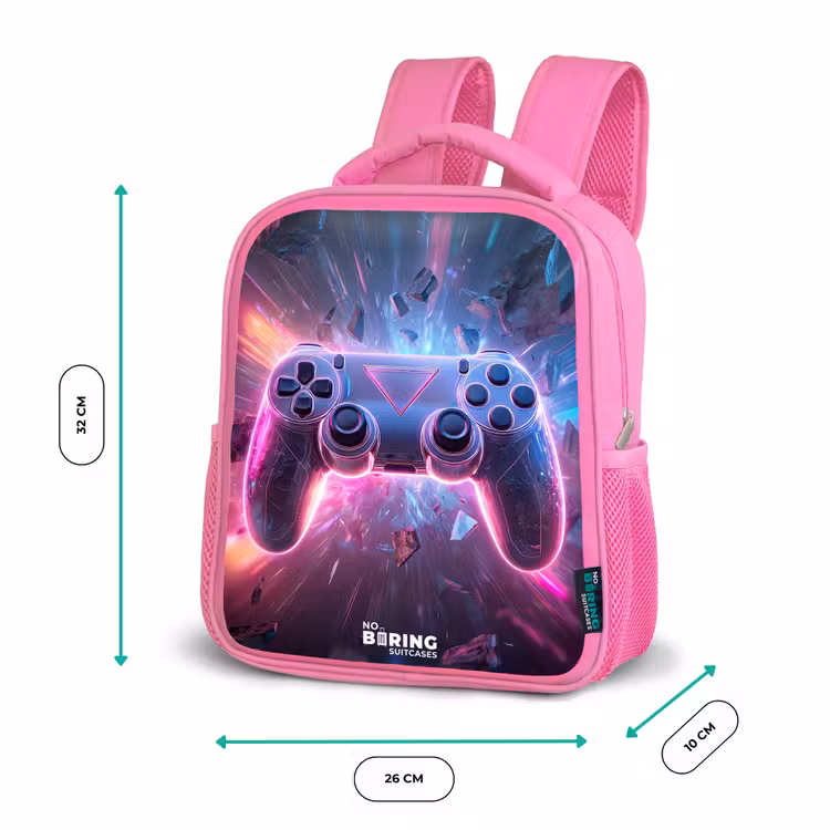 Kids backpack - Pink - Game - Controller - Neon — 3