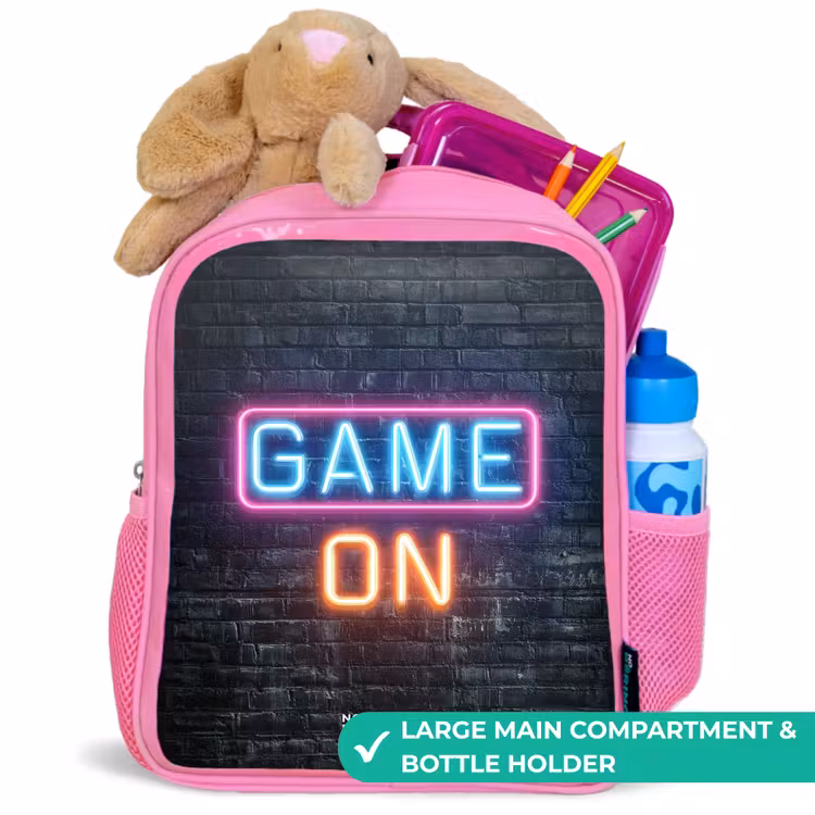 Kids backpack - Pink - Game - Letters - Neon — 2