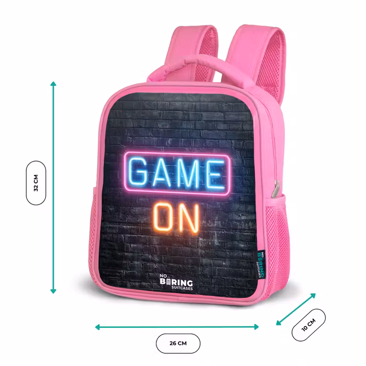 Kids backpack - Pink - Game - Letters - Neon — 3