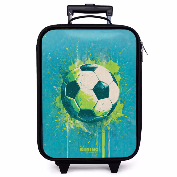 Children's suitcase - Soccer - Paint Splashes - Green - Blue — 1