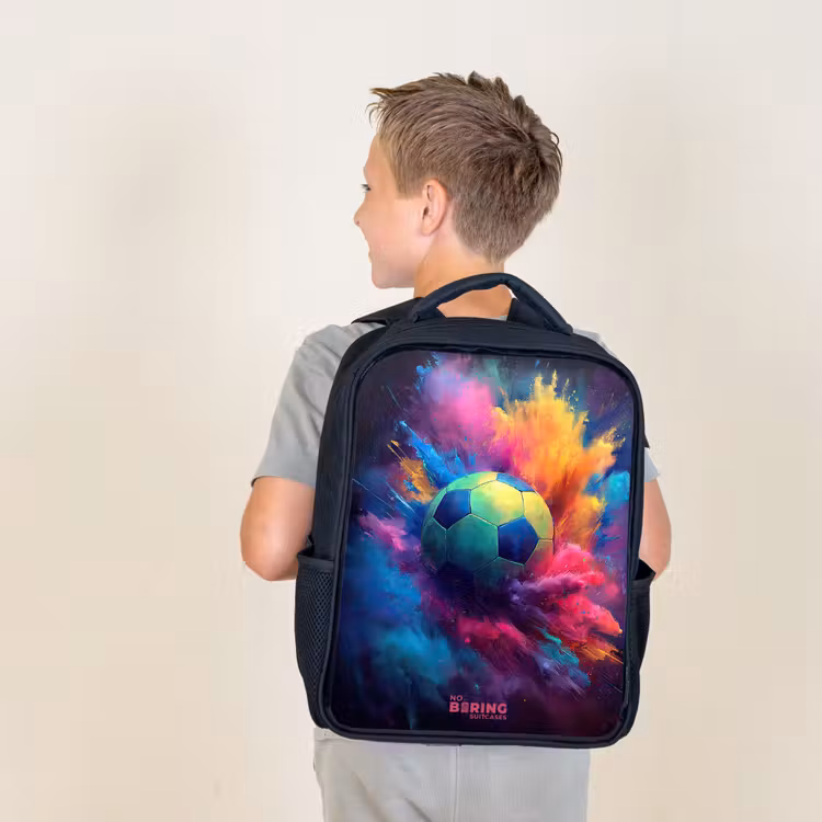 Kids backpack - Black - Neon - Ball - Colorful — 2