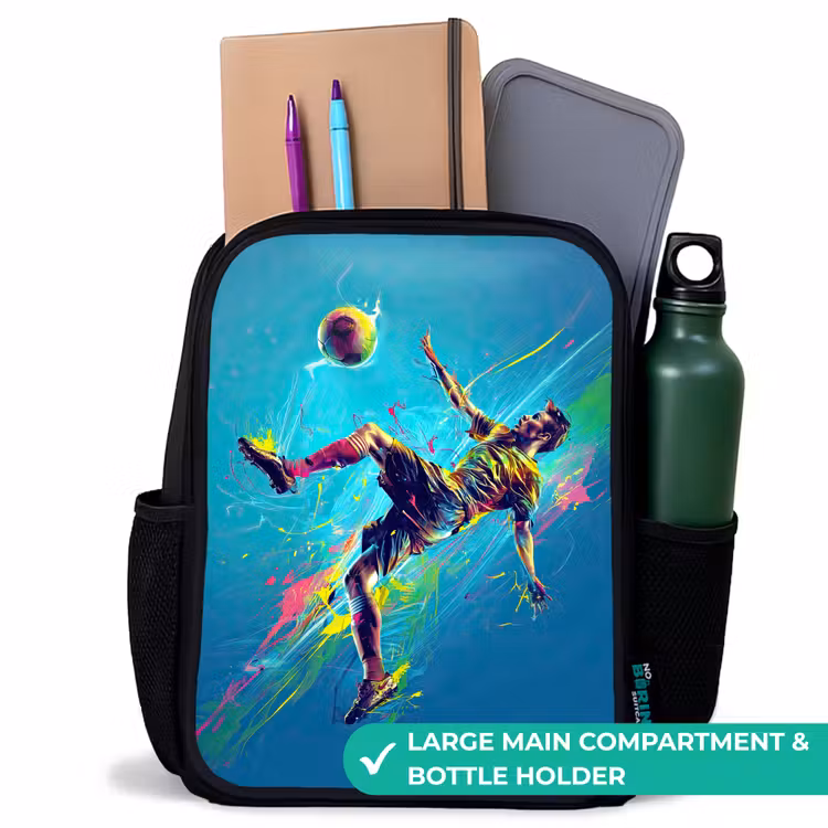 Kids backpack - Black - Neon - Football - Kick - Colorful — 10