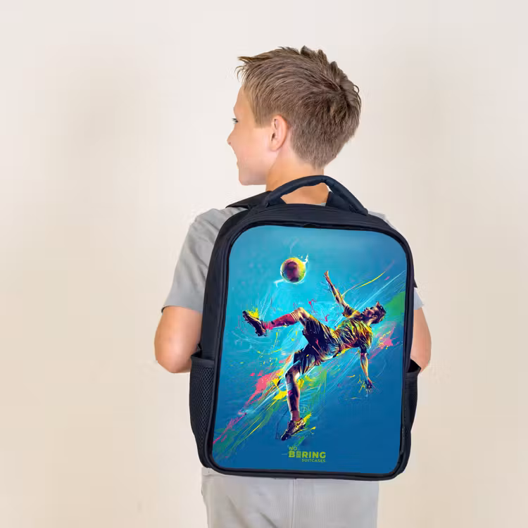 Kids backpack - Black - Neon - Football - Kick - Colorful — 2