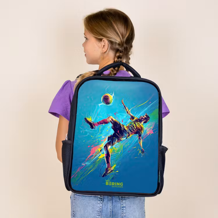 Kids backpack - Black - Neon - Football - Kick - Colorful — 4