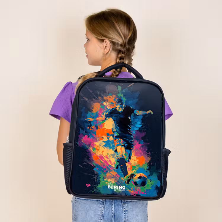 Kids backpack - Black - Neon - Footballer - Colorful — 4