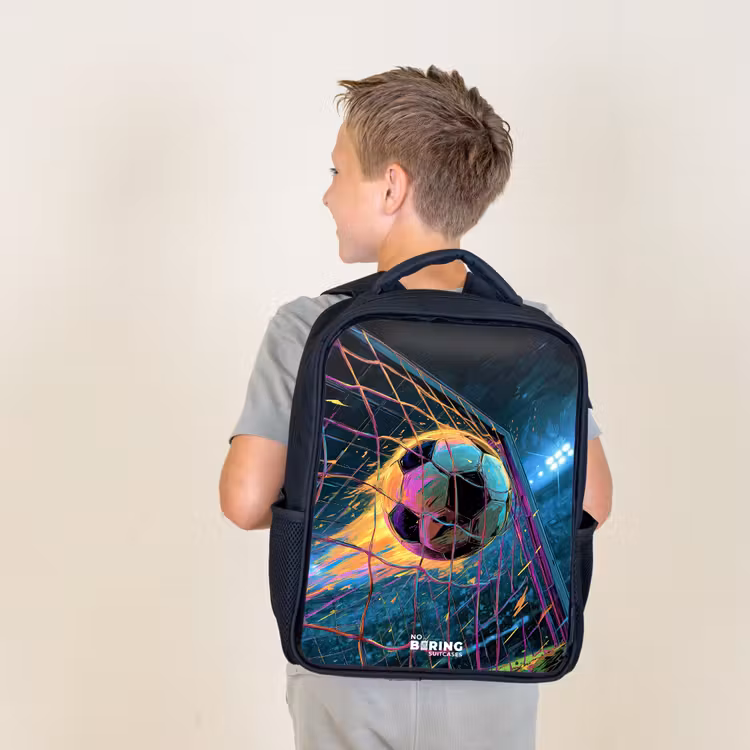 Kids backpack - Black - Neon - Net - Football - Colorful — 2