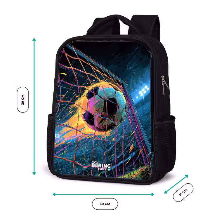 Kids backpack - Black - Neon - Net - Football - Colorful — 8