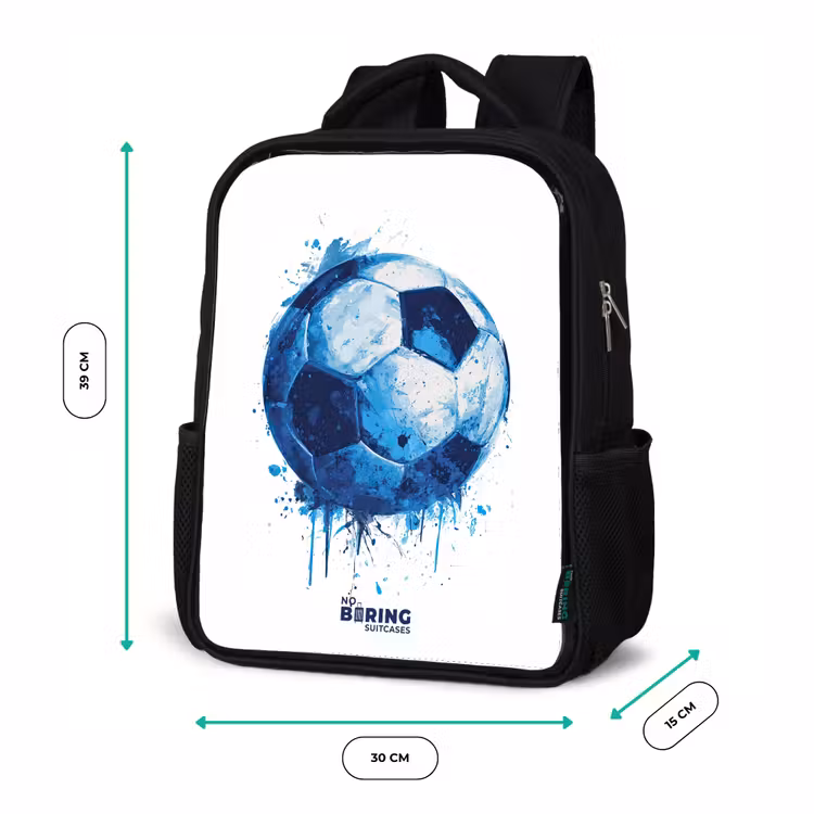 Kids backpack - Black - Soccer - Ink splashes - Blue - Ball — 8