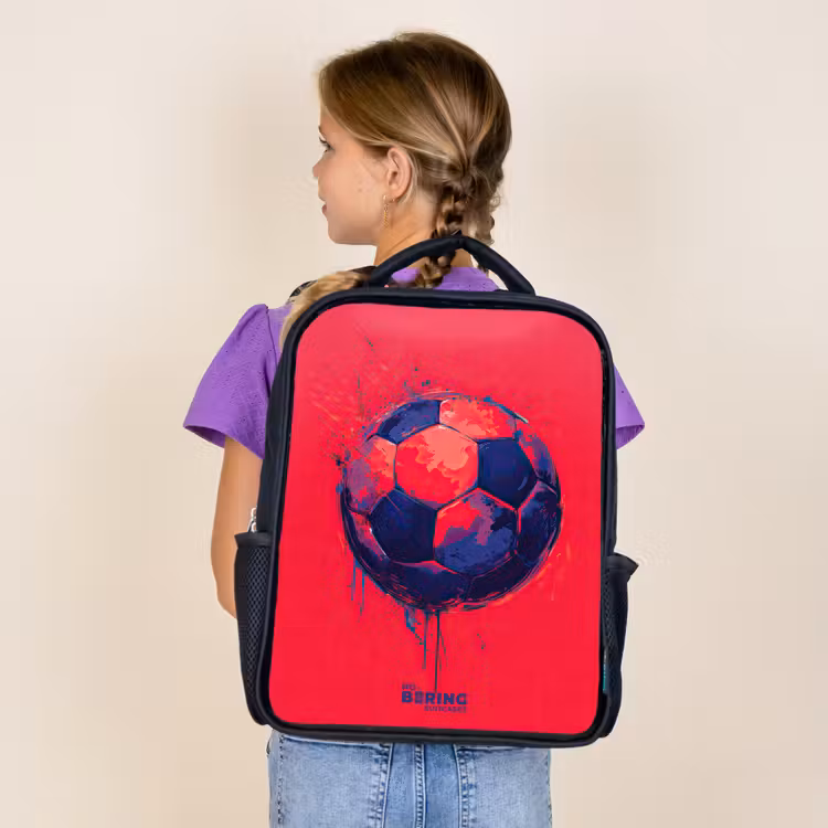 Kids backpack - Black - Soccer - Paint - Blue - Red — 4
