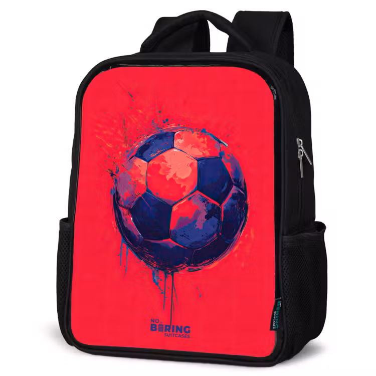 Kids backpack - Black - Soccer - Paint - Blue - Red — 6