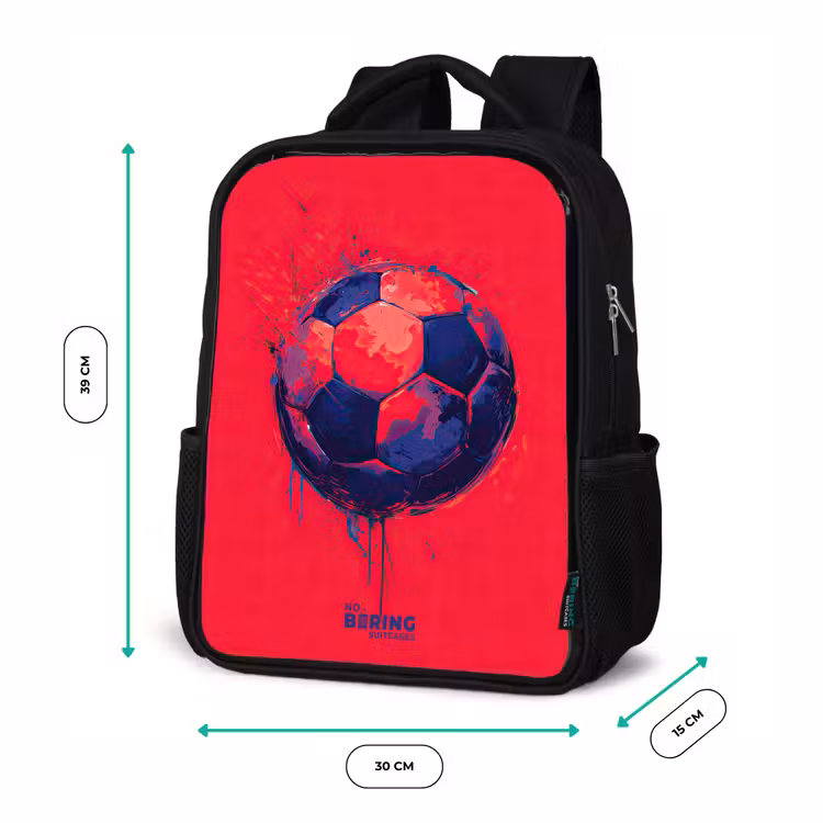 Kids backpack - Black - Soccer - Paint - Blue - Red — 8