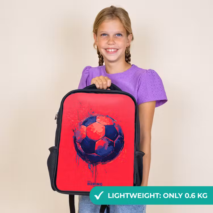 Kids backpack - Black - Soccer - Paint - Blue - Red — 9