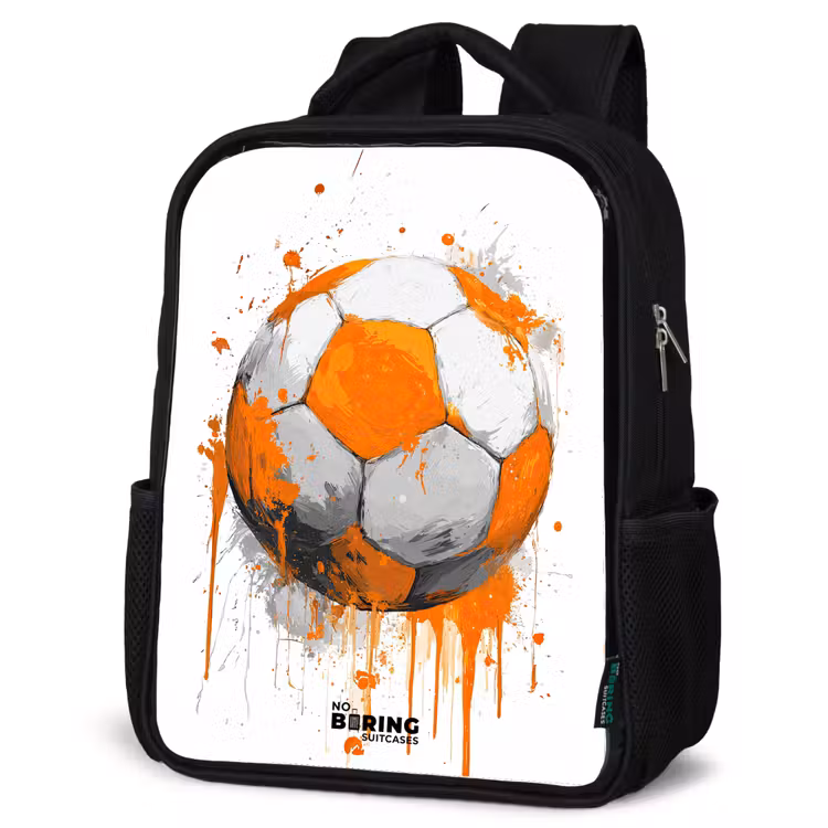 Kids backpack - Black - Soccer - Paint - Orange — 6