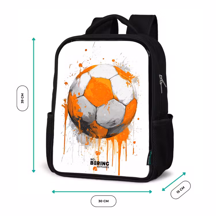 Kids backpack - Black - Soccer - Paint - Orange — 8