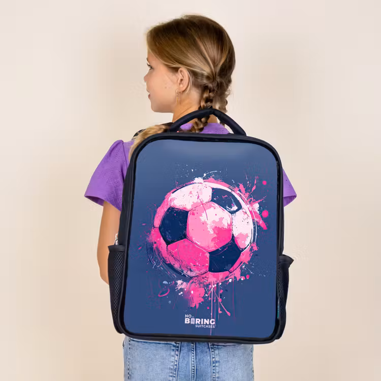 Kids backpack - Black - Soccer - Paint - Pink - Blue — 4