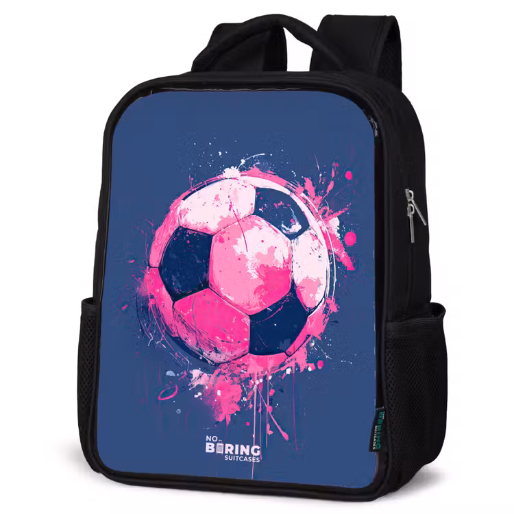 Kids backpack - Black - Soccer - Paint - Pink - Blue — 6