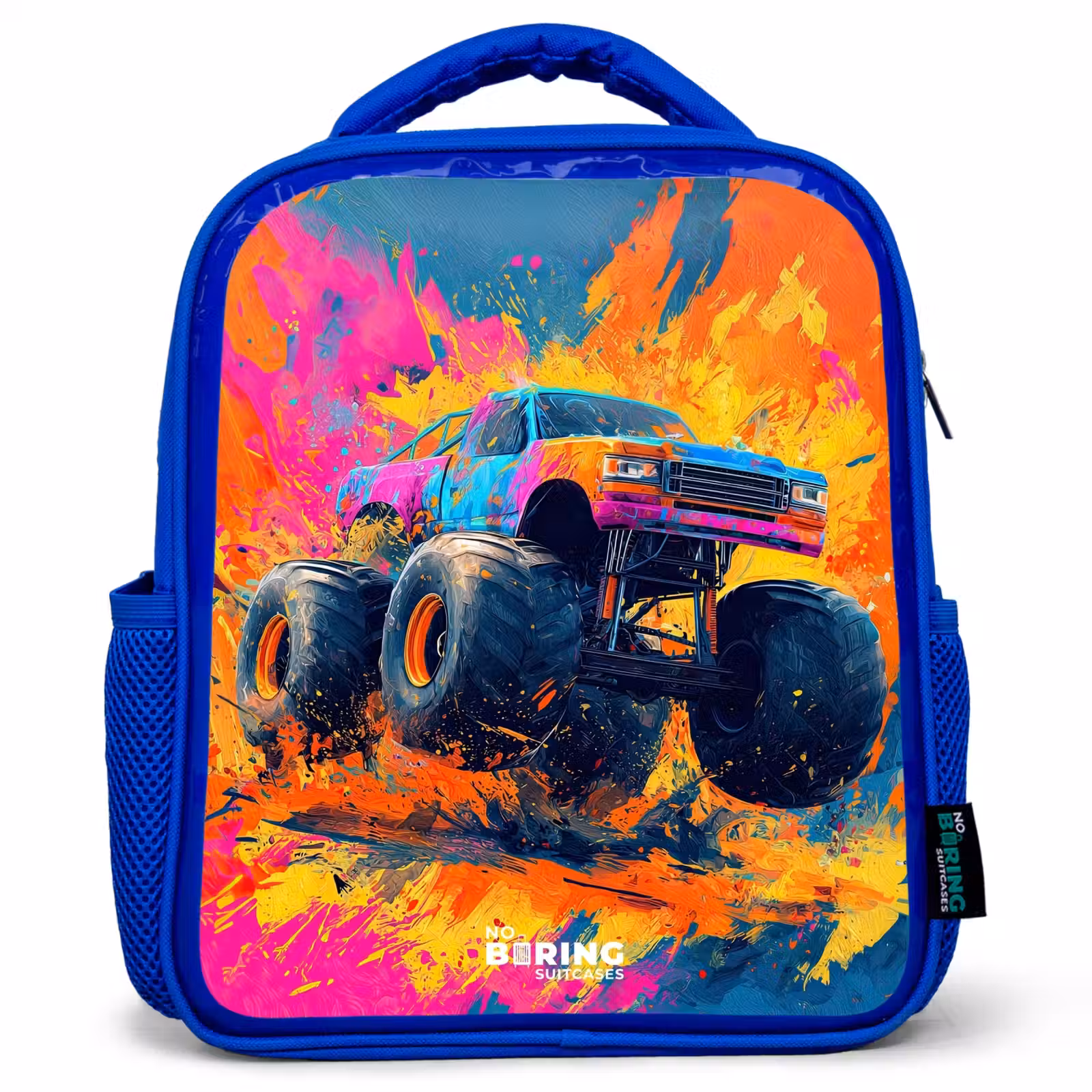 Kids backpack - Blue - Monster truck - Paint splatter - Colorful - Explosion — 1