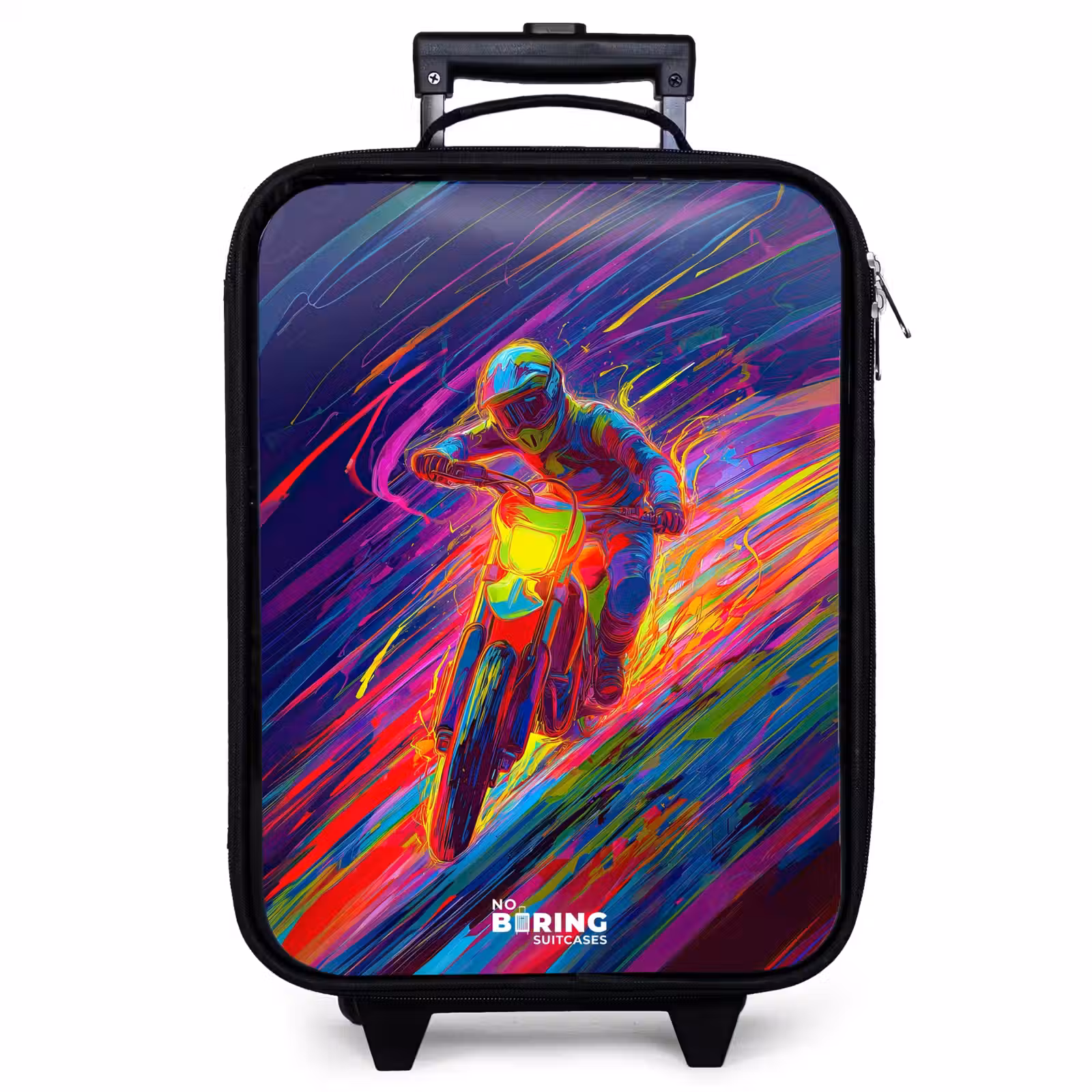 Children's suitcase - Cross bike - Neon colors - Lines - Helmet — 1