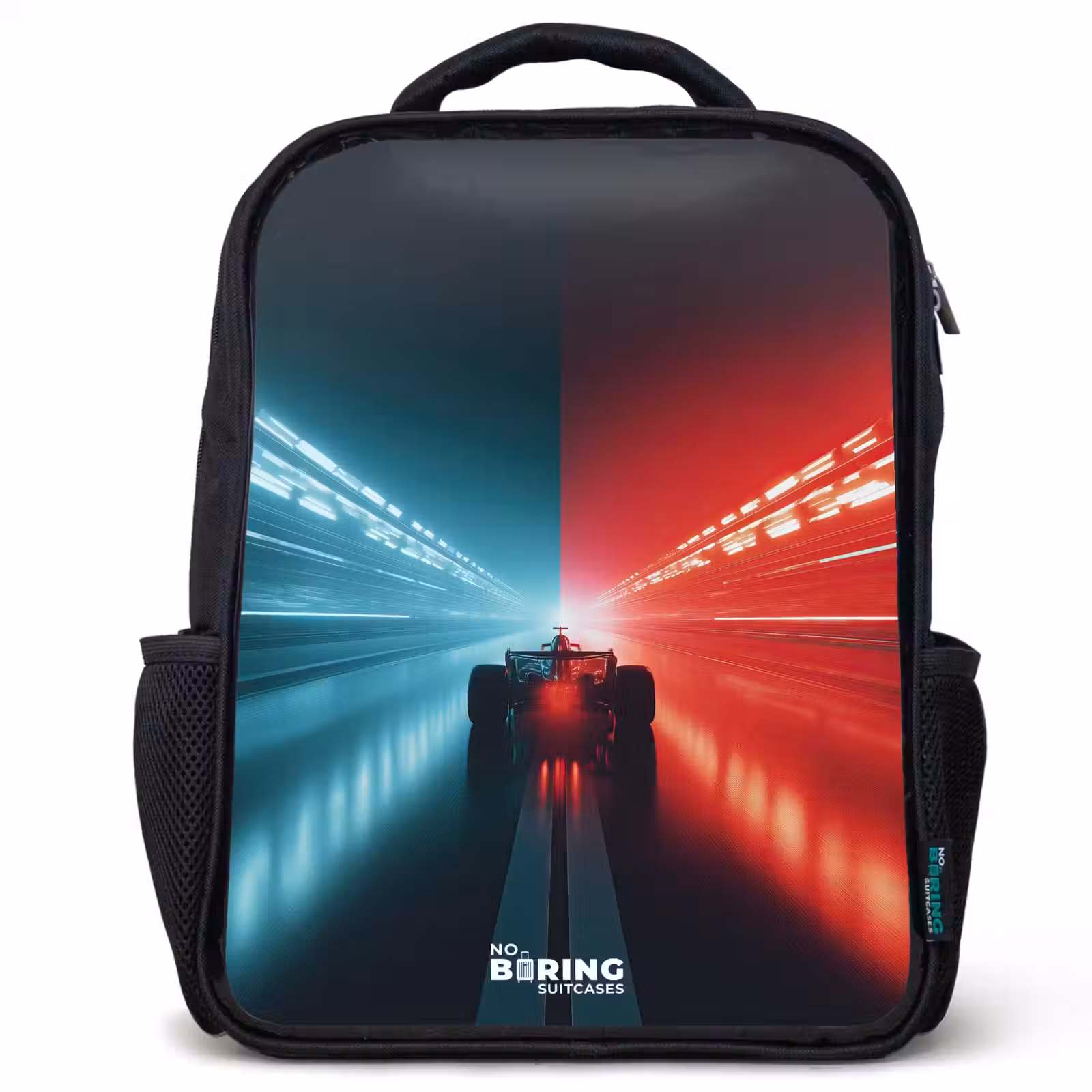 Kids backpack - Black - Track - Race car - Neon - Red — 1
