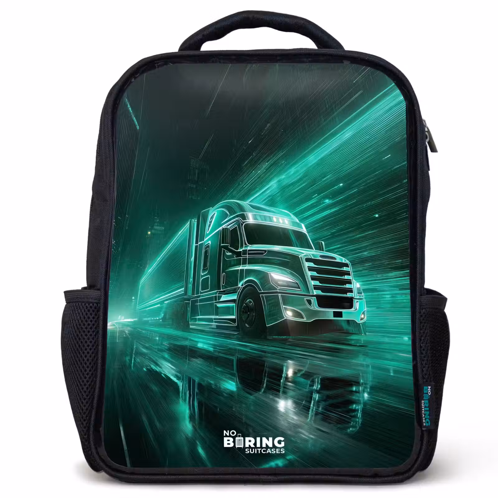 Kids backpack - Black - Truck - Neon - Green - City — 1