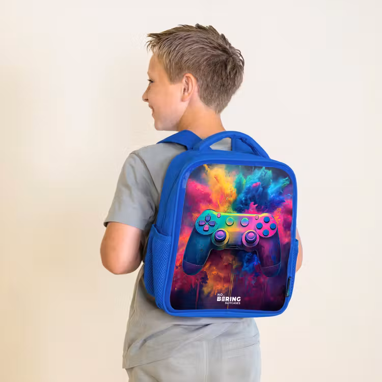 Kids backpack - Blue - Game - Controller - Colorful - Explosion — 2