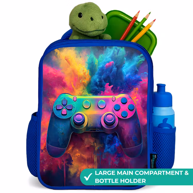 Kids backpack - Blue - Game - Controller - Colorful - Explosion — 5