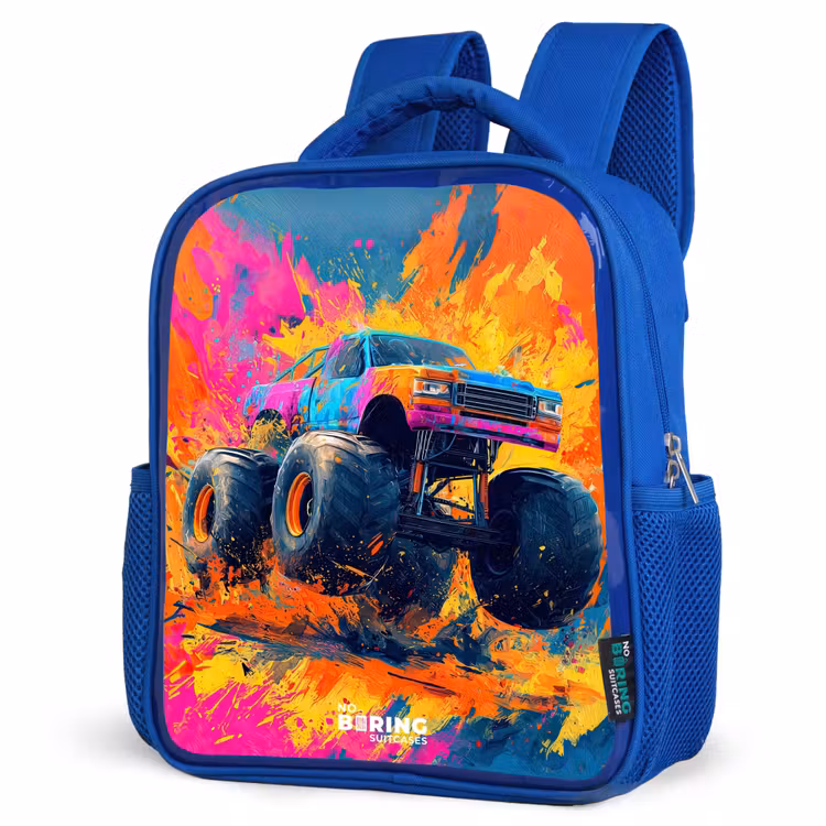 Kids backpack - Blue - Monster truck - Paint splatter - Colorful - Explosion — 7
