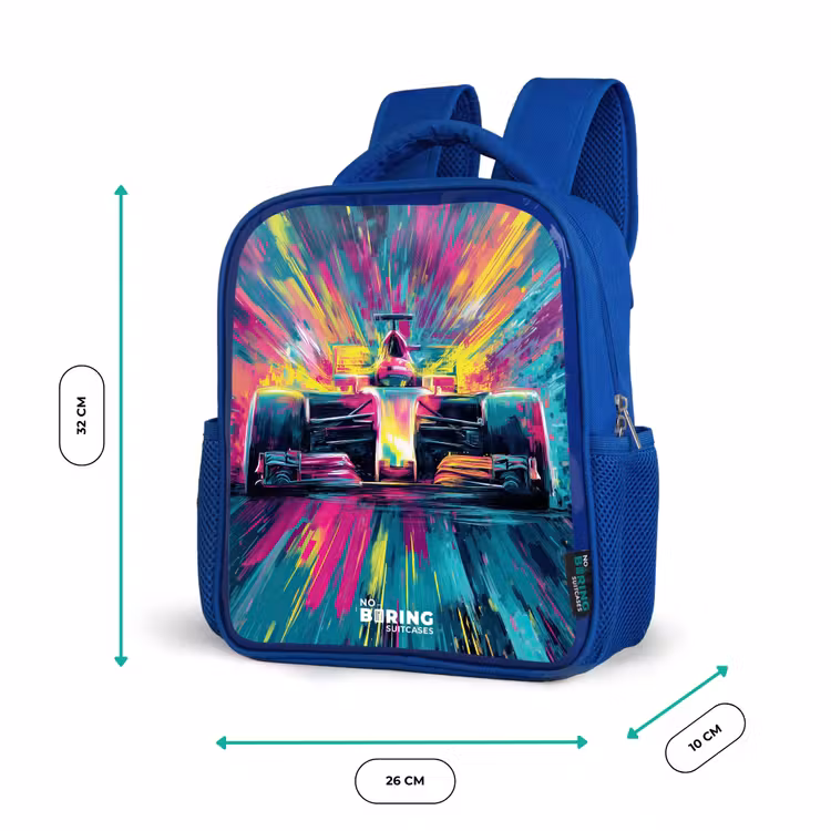 Kids backpack - Blue - Race car - Explosion - Colorful - Abstract — 6