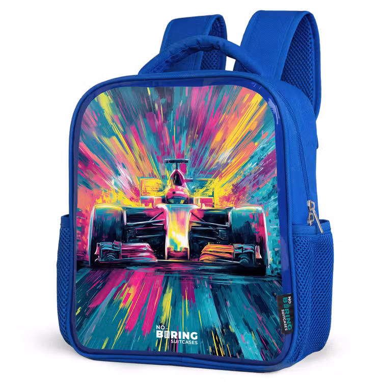 Kids backpack - Blue - Race car - Explosion - Colorful - Abstract — 7