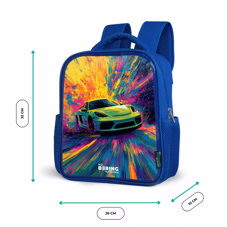 Kids backpack - Blue - Sports car - Explosion - Colorful - Paint stripes — 6