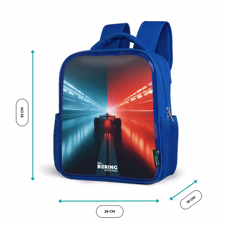 Kids backpack - Blue - Track - Race car - Neon - Red — 6