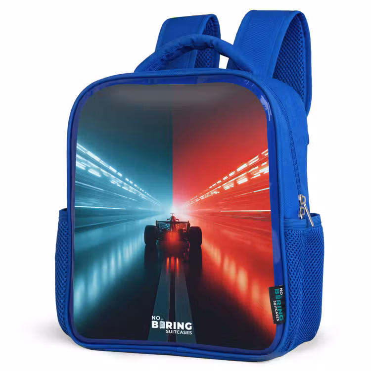 Kids backpack - Blue - Track - Race car - Neon - Red — 7