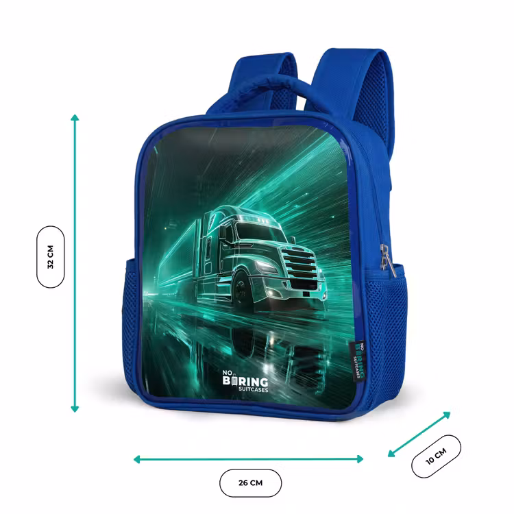 Kids backpack - Blue - Truck - Neon - Green - City — 6