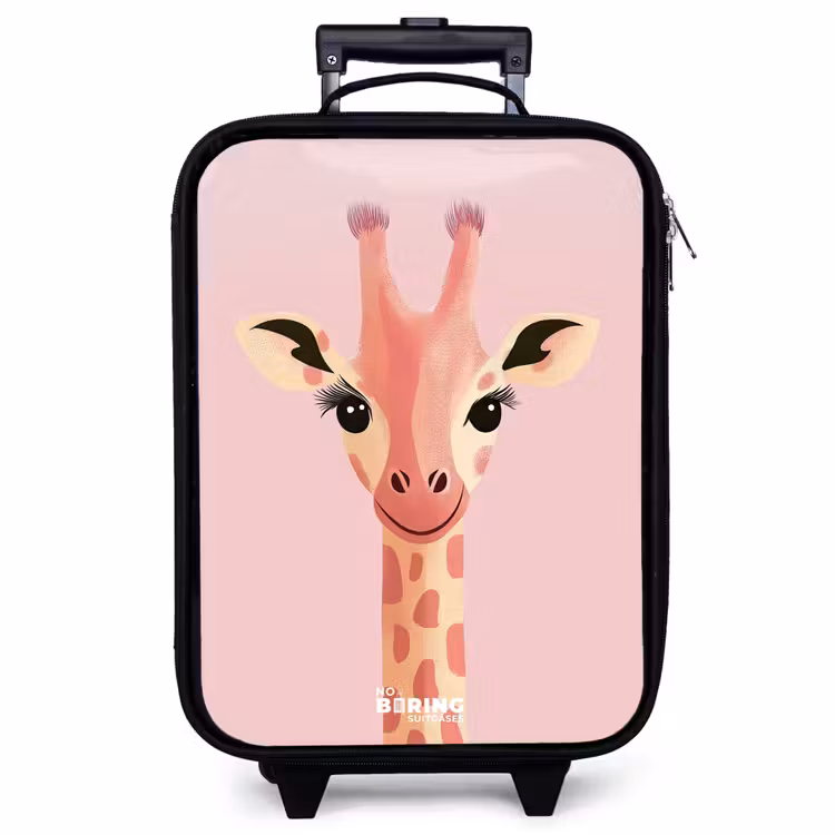 Children's suitcase - Giraffe - Eyelashes - Minimalist - Pink — 1